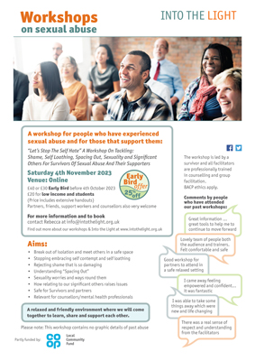 Into the Light Workshop on sexual abuse – Saturday 4th November 2023