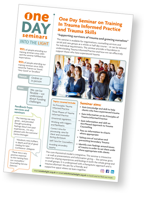 into the Light – Training Seminar on trauma informed practice and trauma skills